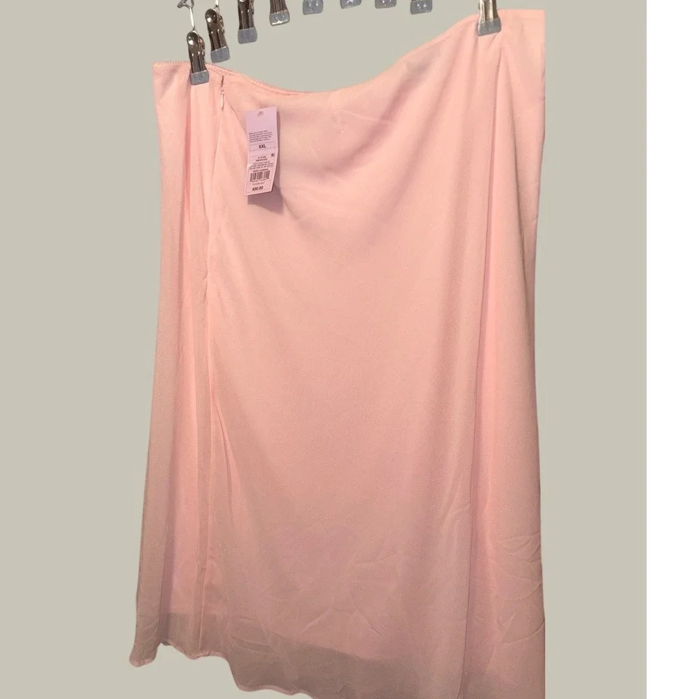 Wild Fable Pink Ruffle‎ Midi Skirt XXL Pastel Chiffon Side Slit WFB1405BJ NWT